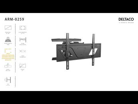 DELTACO OFFICE ARM-0259, Vrij Kantelbaar, draaibaar, Ultraslanke TV Beugel, 37"- 80 inch, max. 45 kg, zwart