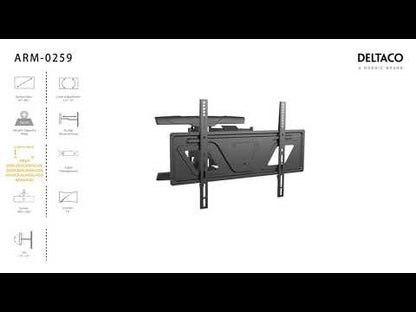 DELTACO OFFICE ARM-0259, Vrij Kantelbaar, draaibaar, Ultraslanke TV Beugel, 37"- 80 inch, max. 45 kg, zwart