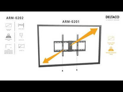 DELTACO OFFICE ARM-0201, Vaste TV Beugel, inklapbaar, 37"- 80 inch, max. 70 kg, zwart