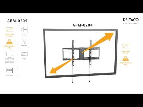 DELTACO OFFICE ARM-0204, Tiltable TV bracket, foldable, 37"- 80 inch, max. 70 kg, black