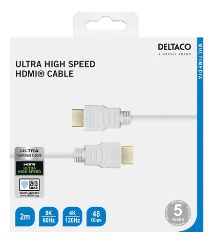 DELTACO HU-20A Ultra High Speed ​​HDMI cable - 8K 60Hz - 2 meters - White