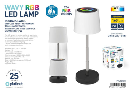 Platinet LED Tafellamp - Tafellamp Oplaadbaar - Hoogte Verstelbaar - Tafellamp slaapkamer - Wit