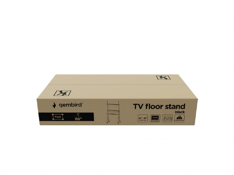 TV Trolley - Verrijdbare TV-vloerstandaard - Voor 55" tot 86" inch - In Hoogte Verstelbaar - Zwart - Gembird