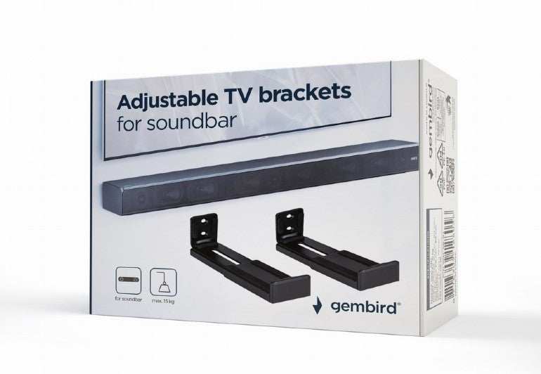 Gembird Universele Soundbar Muurbeugels - Uitschuifbaar - Tot 15 kg - Inclusief Montagemateriaal