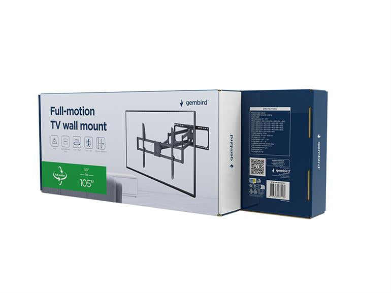 Gembird Full-motion TV muurbeugel voor XL Schermen (50 tot 105 inch) - Tot 75kg