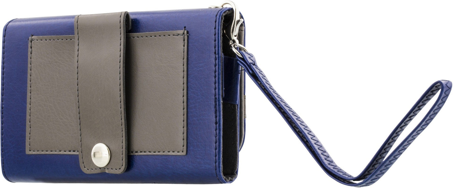 STREETZ IP6-936, Portemonnee hoesje voor 4-5,1" Smartphones, kunstleer, 4 creditcards, 1 vak voor bankbiljetten, riemhouder, nekriem, polsband - Blauw