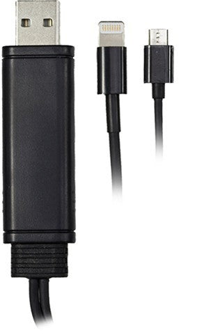 DELTACO EPZI IPLH-191, Universele Synchroniseer / Oplaad- Kabel, USB Type A naar micro-USB en 1x Lightning - Zwart - 1m