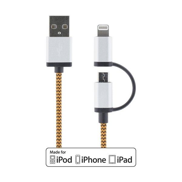 STREETZ IPLH-241 Lightning MFI / Micro-USB Cable - Suitable for Apple - 1 meter - Orange