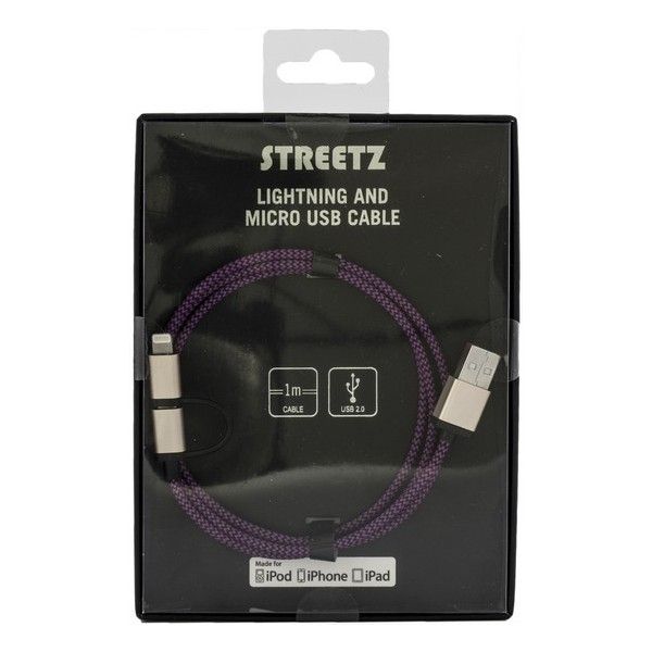 STREETZ IPLH-243 Apple Lightning MFI / Micro-USB Kabel - 1 meter - Paars