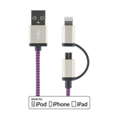 STREETZ IPLH-243 Apple Lightning MFI / Micro-USB Kabel - 1 meter - Paars