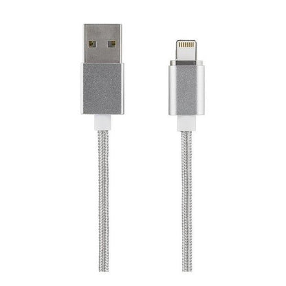 STREETZ EPZI IPLH-581 Magnetic USB Lightning Fabric Cable with 2x Magnet Lightning connector - 1 meter - Silver