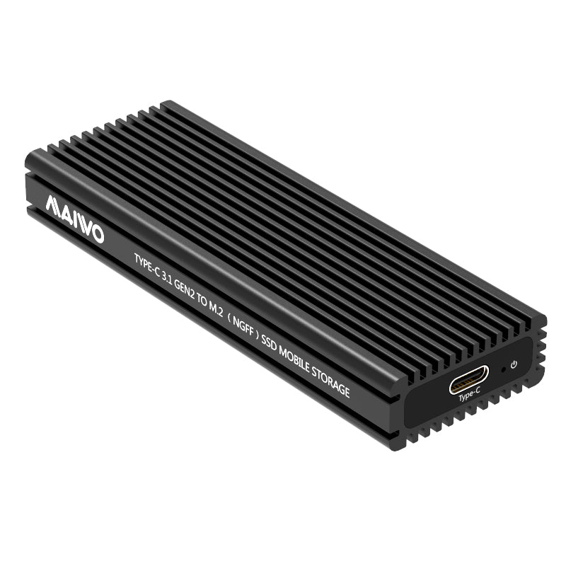 Maiwo K1687P Externe USB-C behuizing voor M.2 NVMe - SSD naar USB3.1 GEN2 - M-Key ondersteuning UASP en TRIM - 6 Gbps SATAIII - 10 Gbps - Zwart