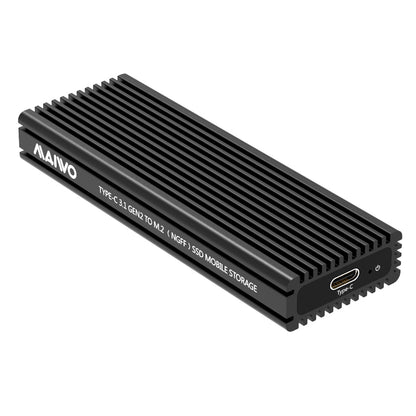 Maiwo K1687P Externe USB-C behuizing voor M.2 NVMe - SSD naar USB3.1 GEN2 - M-Key ondersteuning UASP en TRIM - 6 Gbps SATAIII - 10 Gbps - Zwart