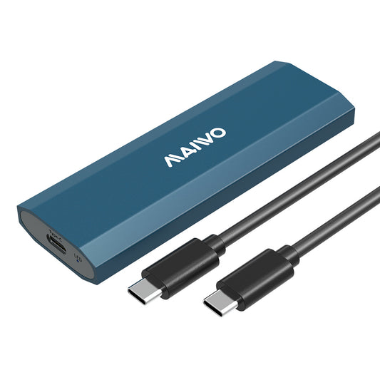 Maiwo K1690 M.2 SATA & NVMe SSD naar USB-C behuizing - USB3.2 Gen2 - 10Gbps - Blauw