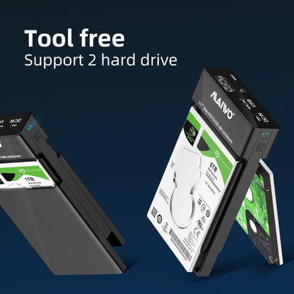 Maiwo K25682 Externe USB naar 2.5 SATA HDD en SSD behuizing - USB 3.2 Gen1 - JBOD en RAID ondersteuning - Zwart