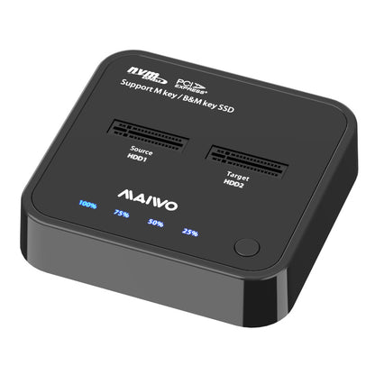 Maiwo K3016P Docking Station voor het klonen van NVMe - SSD - M-Key en B + M Key - Zwart