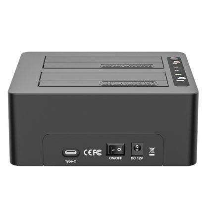 Maiwo K3082C Docking Station for two 2.5" or 3.5" SATA HDD/SSD - USB-C 3.1 GEN2 - 14TB - SATAIII support 6Gbps - Black