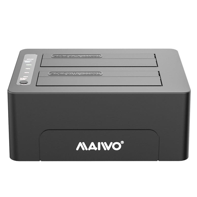 Maiwo K3082C Docking Station for two 2.5" or 3.5" SATA HDD/SSD - USB-C 3.1 GEN2 - 14TB - SATAIII support 6Gbps - Black