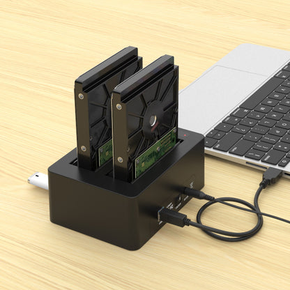 Maiwo K3082H Dockingstation voor twee 2,5" of 3,5" SATA HDD/SSD - USB 3.1 GEN1 - 14TB - 5Gbps - 3xUSB3.1 - Zwart