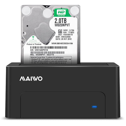 Maiwo K308C Dockingstation 2.5 3.5 SATA HDD SSD, Tot 14 TB - Zwart
