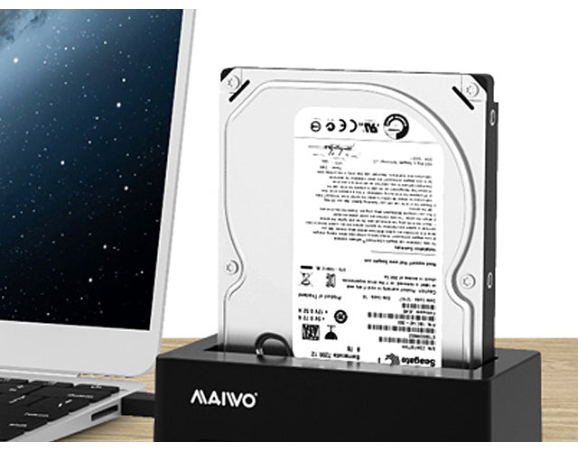 Maiwo K308H Dockingstation voor 2,5" of 3,5" SATA HDD/SSD - USB 3.1 GEN1 - 14TB - 5Gbps - 3xUSB3.1 - Zwart