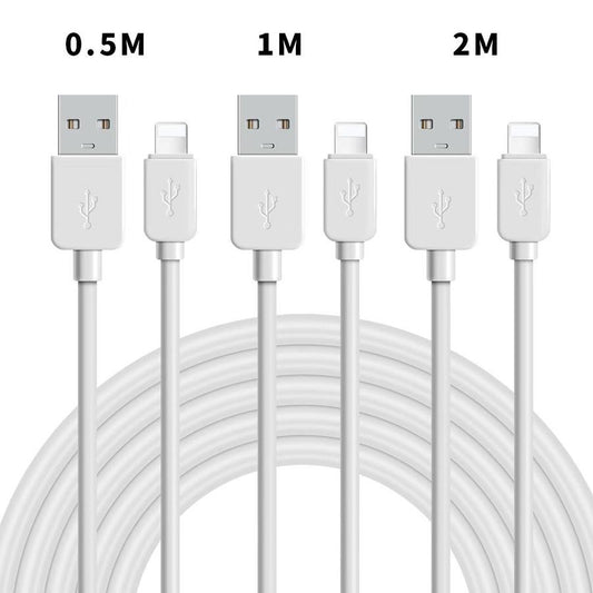 NÖRDIC KABELKIT-3 USB-C naar USB-A kabel, 3 stuks, 0.5 meter, 1 meter, 2 meter, 2.0 oplaadkabel, 2,4 A, 480 Mbps, Wit