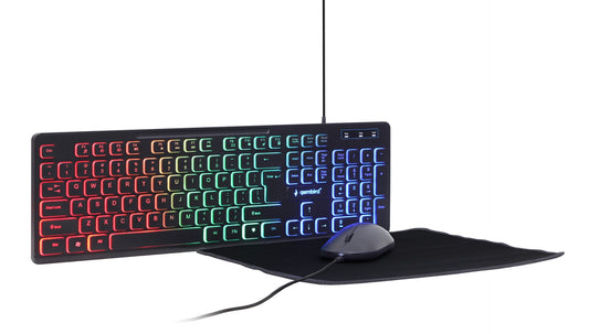 Gembird KBS-UML-01 Toetsenbord met Muis complete Set - Met Muismat - RGB Verlichting - Zwart
