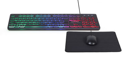 Gembird KBS-UML-01 Toetsenbord met Muis complete Set - Met Muismat - RGB Verlichting - Zwart