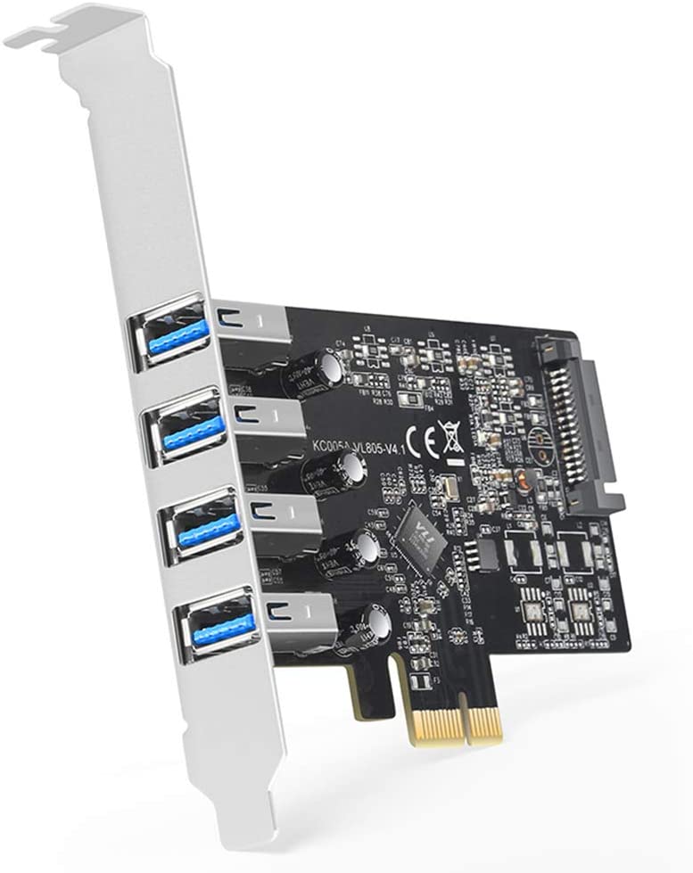 Maiwo KC005A PCI Express x1 naar 4x USB-A 3.1 - 5Gbps