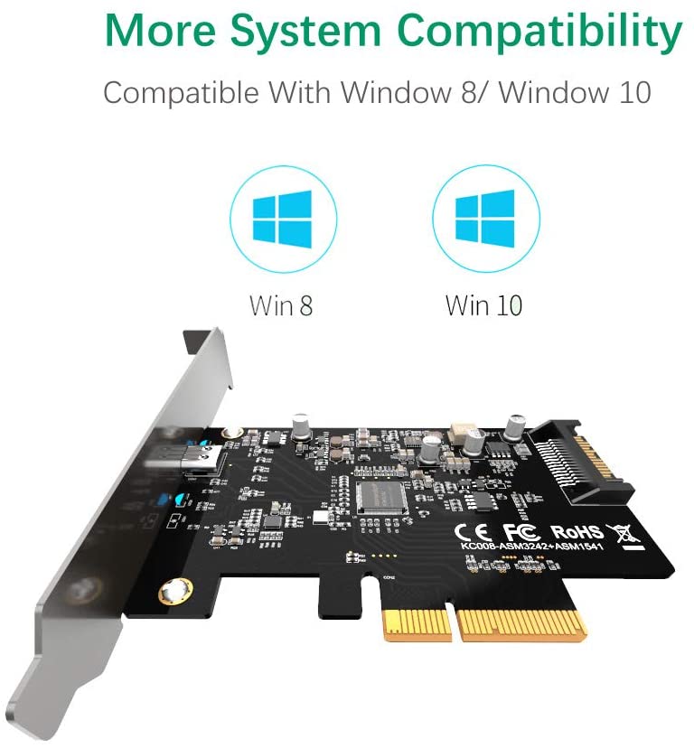 Maiwo KC008 PCI Express x 4 naar 1x USB-C - USB 3.2 Gen 2x2 - 20 Gbps