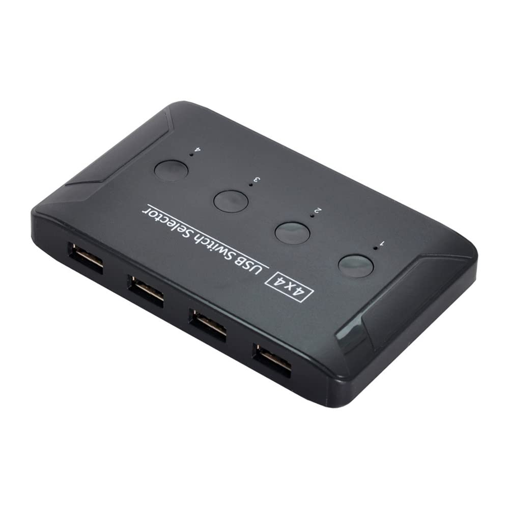 NÖRDIC KV44 USB Switch - USB-A 2.0- 4 naar 4 - 480 Mbps - Zwart