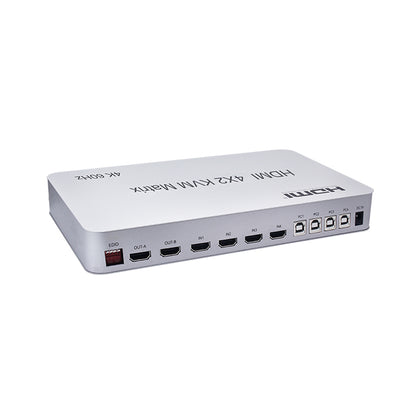 NÖRDIC KVM-107 Switch 4 naar 2 - 4xUSB, 2xHDMI, 3,5mm Jack, 2x Toslink - 4K 60Hz