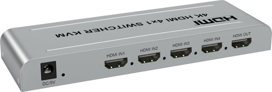 NÖRDIC KVM-110 - KVM Switch - 4K 30Hz - HDMI - HDCP2.2 - 4x Input, 4x Output - Gray