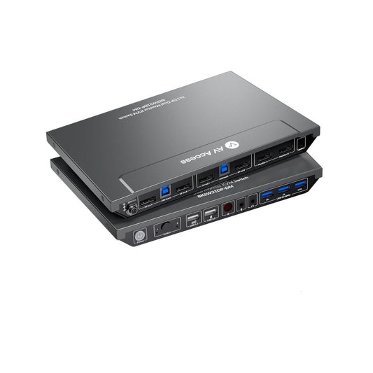 NÖRDIC KVM-133 DisplayPort KVM Switch - Geschikt voor 2 computers - 144hz/165hz/240hz - Zwart