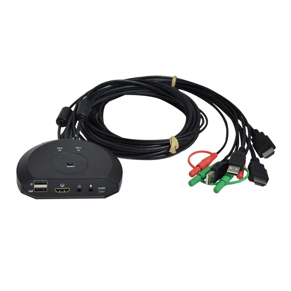 NÖRDIC KVM-144 KVM Switch - 2 to 1 - HDMI 2.0 - USB-A - 3.5 mm AUX - 4K60Hz - Black