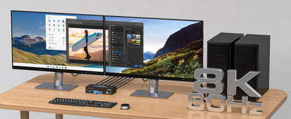 NÖRDIC KVM-152 KVM Switch - 2x2 DisplayPort1.4 - 8K60Hz 4K120Hz - 4xUSB-A 3.1 - 5Gbps