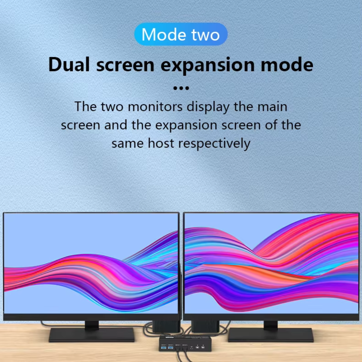 Delmark KVM Switch - DisplayPort 2 PC's naar 2 Monitors - 8K60Hz - DP 1.4 - 4x USB 3.0 Poorten - Inclusief DP en USB kabels