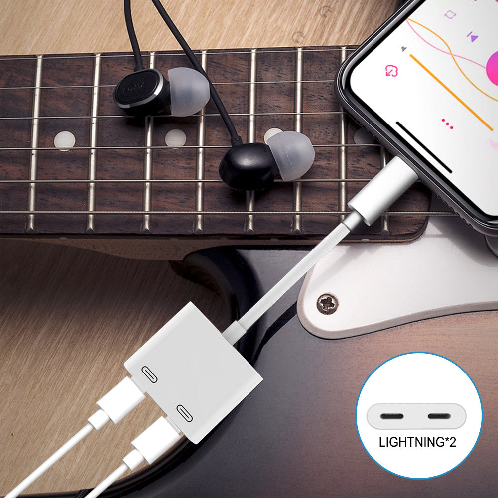 NÖRDIC LGN-102 USB-C adapter to 2x USB-C Lightning, 10 cm, White