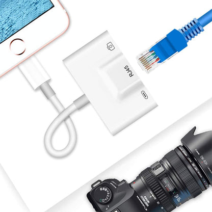NÖRDIC LGN-107 Lightning to USB A adapter - 1x RJ45 - 10 cm - White