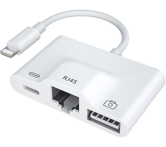 NÖRDIC LGN-107 Lightning to USB A adapter - 1x RJ45 - 10 cm - White