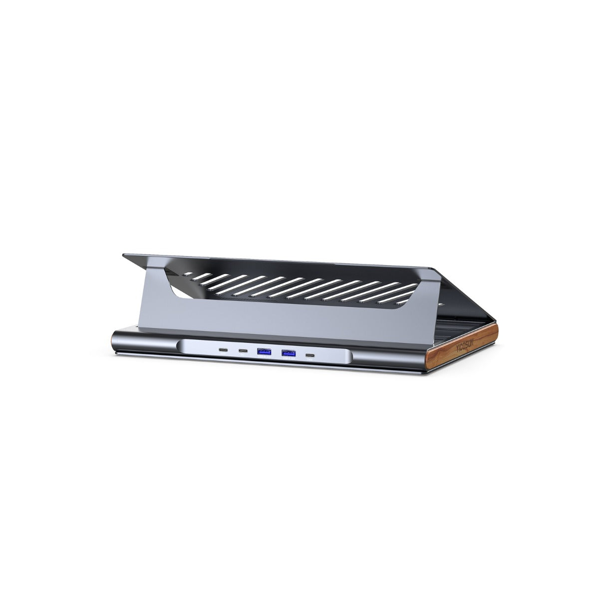 NÖRDIC LH-567 Laptop standaard met Hub - Draagbaar - Aluminium - 2xUSB-A 3.1 - 2xUSB-C - Geschikt voor Laptop en Tablet