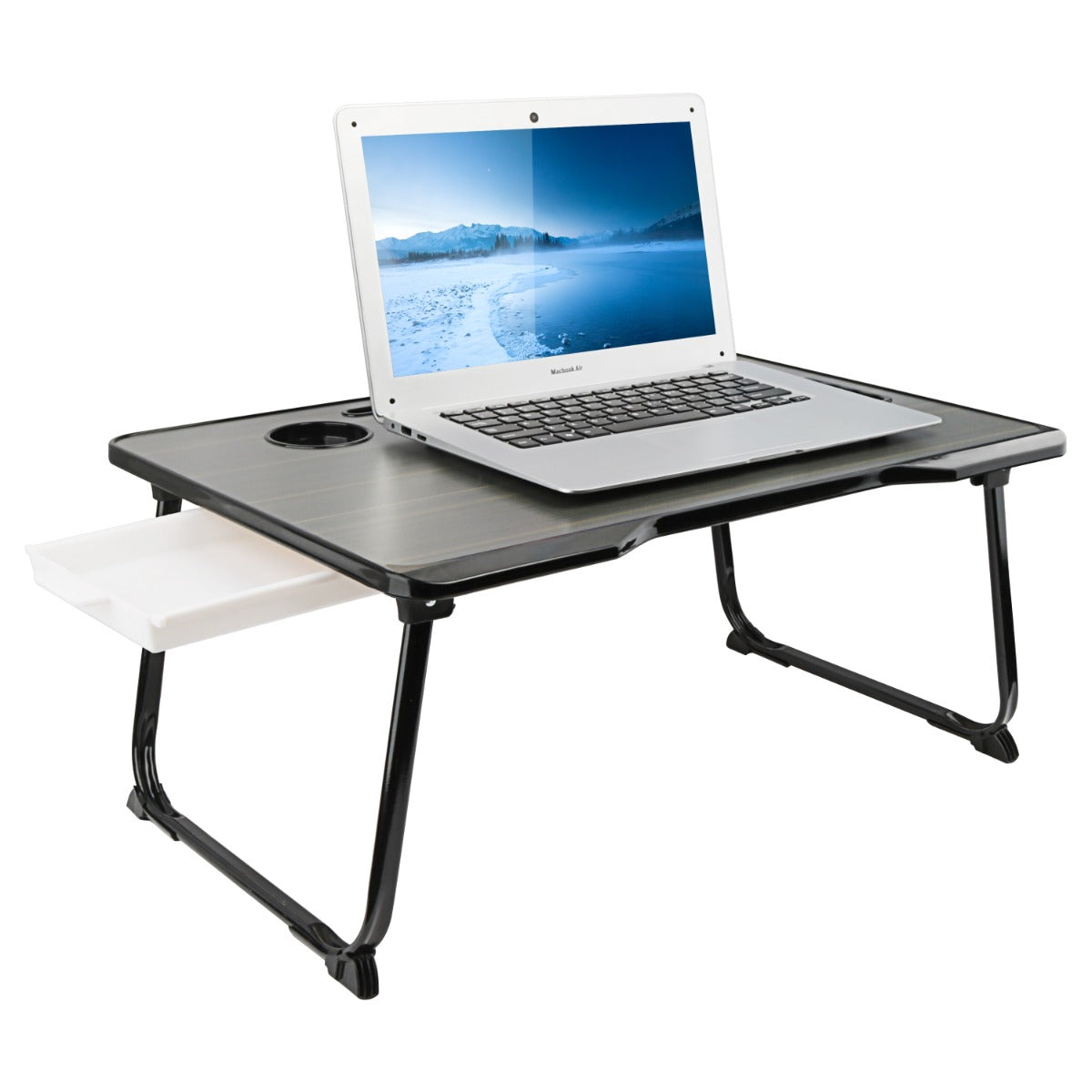 NÖRDIC LH-570 Laptop Table - Foldable - Cup holder - Pull-out storage drawer - Tablet holder