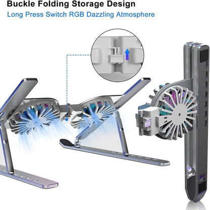 NÖRDIC LH-572 Laptop standaard - Met ventilator - Opvouwbaar  - 9 tot 15,6 inch - RGB