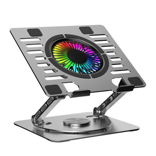 NÖRDIC LH-577 Laptop standaard met ventilator - RGB - Notebook - Draaibaar - 2x USB-A