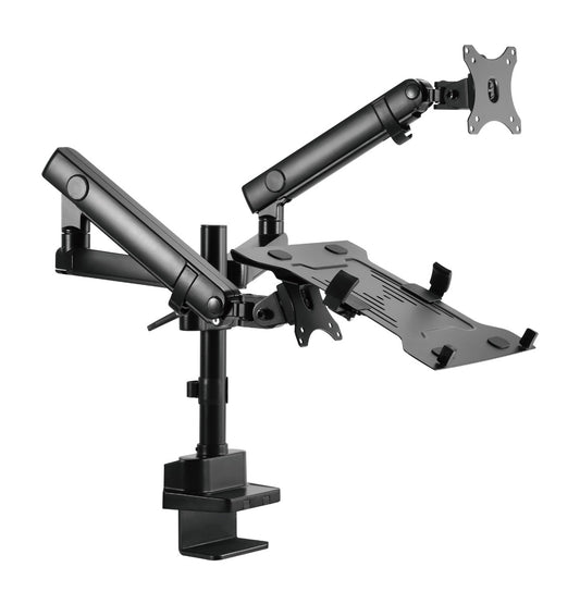 Gembird MA-DA3-02 Monitor Arm - Met notebook houder - Volledig beweegbaar  - 17”-32” - Zwart