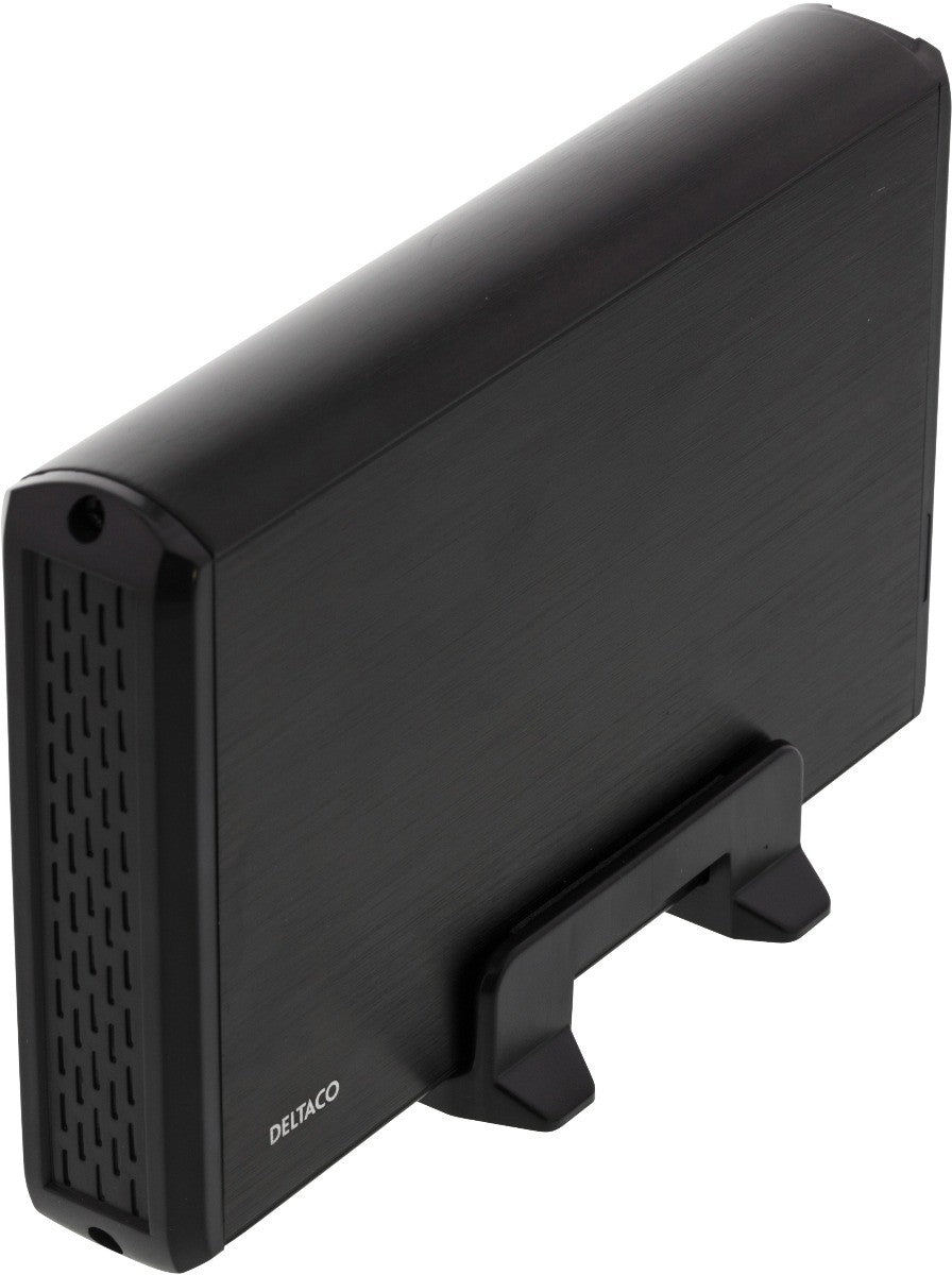 DELTACO MAP-GD33U3, external USB 3.0 hard drive enclosure for 1 x 3.5" SATA HDD max. 8TB, USB 3.0, SATA up to max. 6 GB/s, aluminum, including power supply black