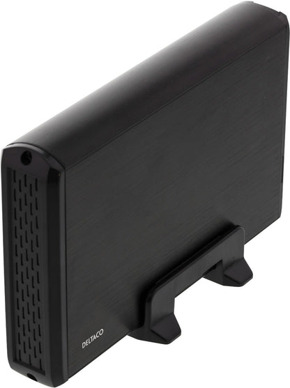 DELTACO MAP-GD33U3, external USB 3.0 hard drive enclosure for 1 x 3.5" SATA HDD max. 8TB, USB 3.0, SATA up to max. 6 GB/s, aluminum, including power supply black