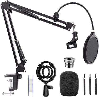 NÖRDIC MFK-003 Microfoonstatief voor tafel, Blue Yeti, Blue Snowball, 5/8 inch adapter, Zwart