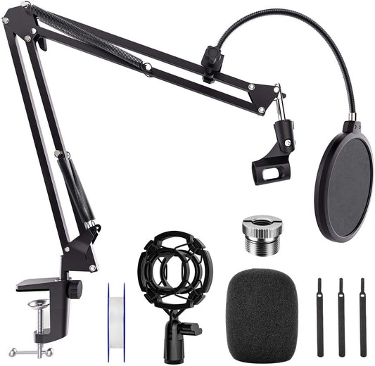 NÖRDIC MFK-003 Microfoonstatief voor tafel, Blue Yeti, Blue Snowball, 5/8 inch adapter, Zwart