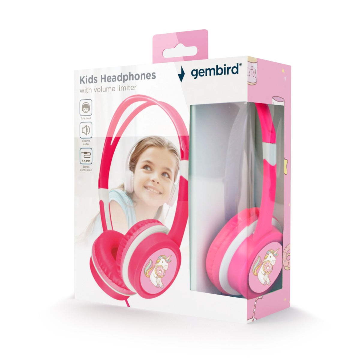 Gembird MHP-JR-PK Koptelefoon voor kinderen -  Volumebegrenzing - On-ear - Roze